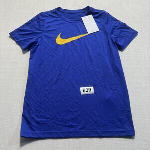 Nike Boys Dri-Fit T-Shirt Black Swoosh Tee Sz M  Brand New